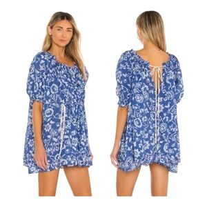 Free People‎ Nora Nightie Blue Print Dress Size Small